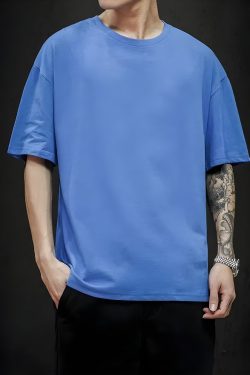 Y2K Retro Soft Boy Crew Neck Basic Tee - Perfect for 90s and Grunge Outfits