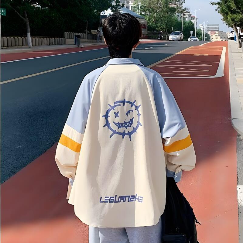 Y2K Retro Soft Boy Smiley Pastel Shirt - Perfect for 90s and Y2K Summer Outfits Y2K Retro Soft Boy Smiley Pastel Shirt - Perfect for 90s and Y2K Summer Outfits