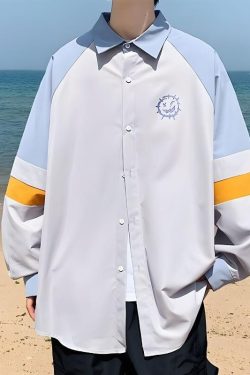 Y2K Retro Soft Boy Smiley Pastel Shirt - Perfect for 90s and Y2K Summer Outfits