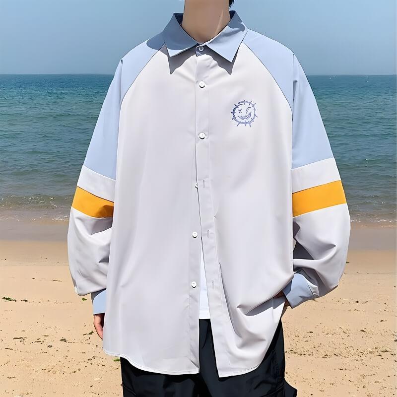 Y2K Retro Soft Boy Smiley Pastel Shirt - Perfect for 90s and Y2K Summer Outfits Y2K Retro Soft Boy Smiley Pastel Shirt - Perfect for 90s and Y2K Summer Outfits