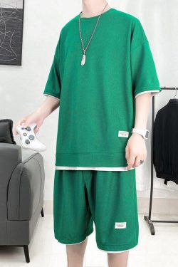 Y2K Retro Soft Boy Sweatshirt & Sweatshorts Two Piece Set - Perfect Y2K Summer Outfit