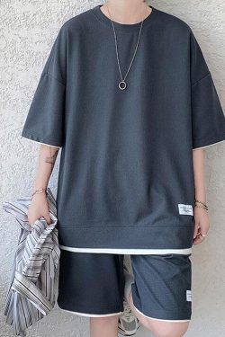 Y2K Retro Soft Boy Sweatshirt & Sweatshorts Two Piece Set - Perfect Y2K Summer Outfit