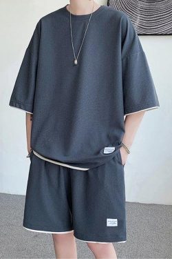 Y2K Retro Soft Boy Sweatshirt & Sweatshorts Two Piece Set - Perfect Y2K Summer Outfit