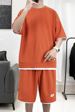 Y2K Retro Soft Boy Sweatshirt & Sweatshorts Two Piece Set - Perfect Y2K Summer Outfit