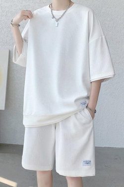 Y2K Retro Soft Boy Sweatshirt & Sweatshorts Two Piece Set - Perfect Y2K Summer Outfit