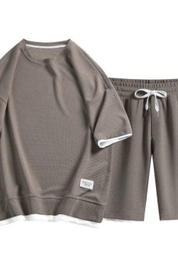 Y2K Retro Soft Boy Sweatshirt & Sweatshorts Two Piece Set - Perfect Y2K Summer Outfit