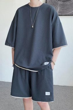 Y2K Retro Soft Boy Sweatshirt & Sweatshorts Two Piece Set - Perfect Y2K Summer Outfit