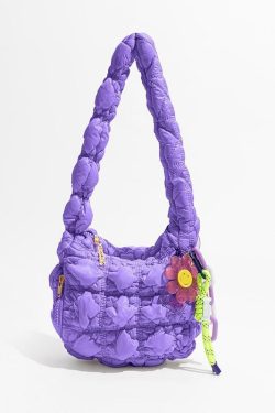 Y2K Retro Soft Girl Quilted Handbag - Perfect for 90s and Y2K Fashion Outfits
