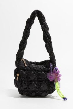 Y2K Retro Soft Girl Quilted Handbag - Perfect for 90s and Y2K Fashion Outfits