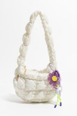 Y2K Retro Soft Girl Quilted Handbag - Perfect for 90s and Y2K Fashion Outfits