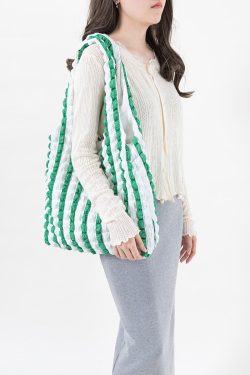 Y2K Retro Soft Girl Quilted Striped Handbag - Perfect for 90s and Y2K Fashion Outfits