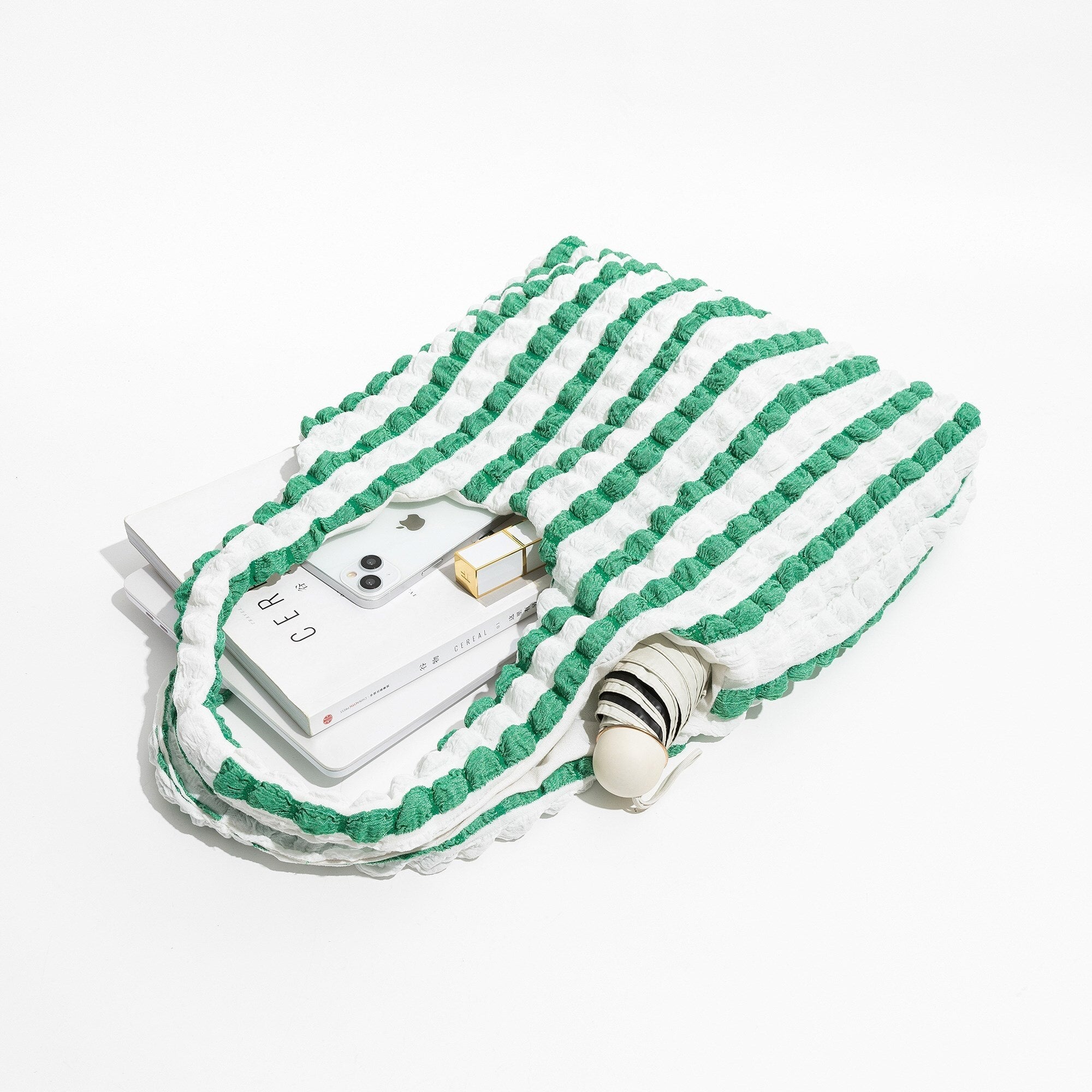 Y2K Retro Soft Girl Quilted Striped Handbag - Perfect for 90s and Y2K Fashion Outfits