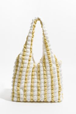 Y2K Retro Soft Girl Quilted Striped Handbag - Perfect for 90s and Y2K Fashion Outfits