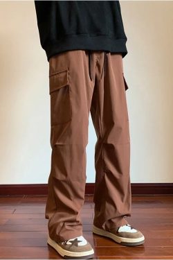Y2K Retro Style Drawstring Cargo Parachute Pants - Perfect for 90s and Grunge Outfits