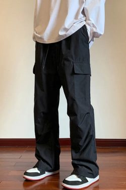 Y2K Retro Style Drawstring Cargo Parachute Pants - Perfect for 90s and Grunge Outfits