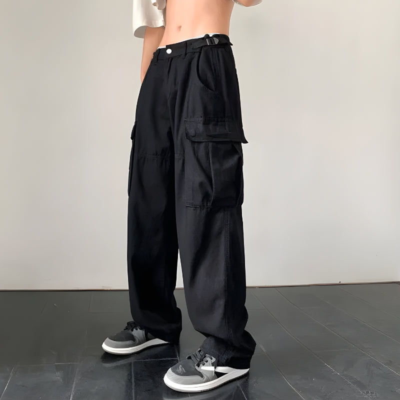 Y2K Retro Style Side Belt Detailed Baggy Cargo Pants - Perfect for 90s and Grunge Outfits Y2K Retro Style Side Belt Detailed Baggy Cargo Pants - Perfect for 90s and Grunge Outfits