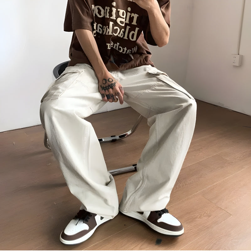 Y2K Retro Style Side Belt Detailed Baggy Cargo Pants - Perfect for 90s and Grunge Outfits Y2K Retro Style Side Belt Detailed Baggy Cargo Pants - Perfect for 90s and Grunge Outfits