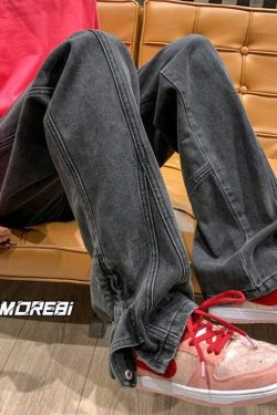 Y2K Retro Style Straight Leg Baggy Jeans - Perfect for 90s and Grunge Outfits