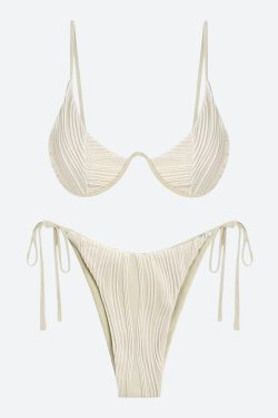 Y2K Retro Wavy Striped Wired Cup Bikini Set - Perfect for Summer Outfits