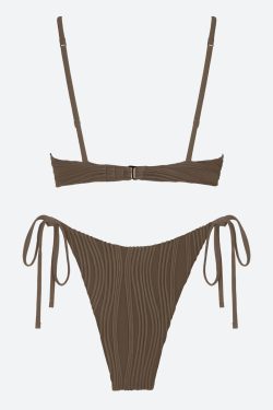Y2K Retro Wavy Striped Wired Cup Bikini Set - Perfect for Summer Outfits