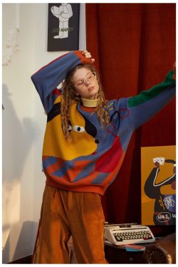 Y2K Retro Weirdcore Dog Sweater - 90s Grunge Style for Unique Fashion Statements