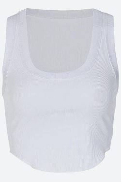 Y2K Ribbed Crop Tank Top - Retro 90s Grunge Style Summer Outfit