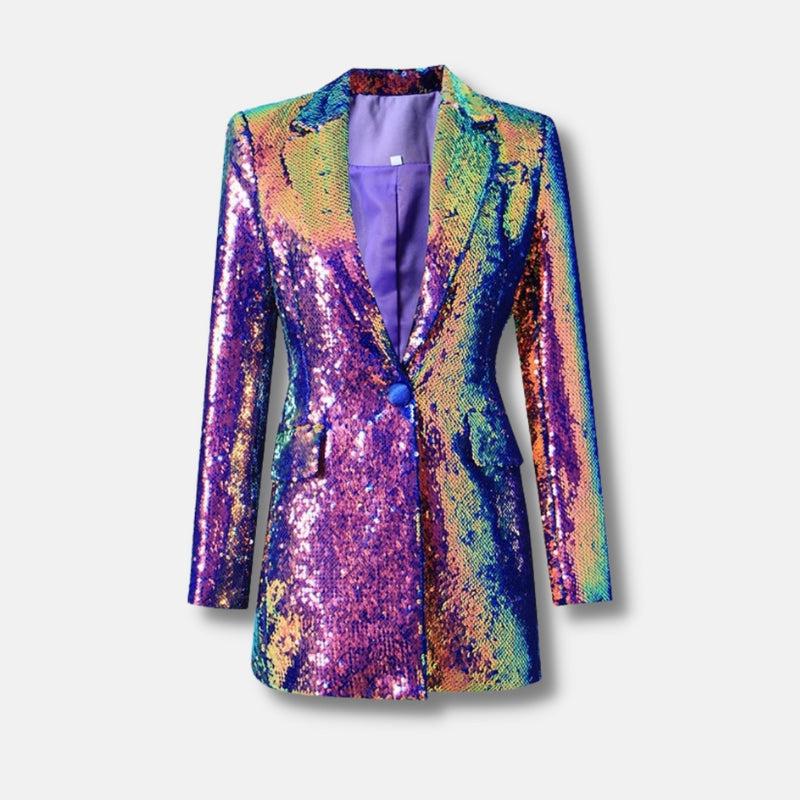 Y2K Sequin Long Blazer - Retro Style Statement Jacket for Grunge & 90s Outfits Y2K Sequin Long Blazer - Retro Style Statement Jacket for Grunge & 90s Outfits