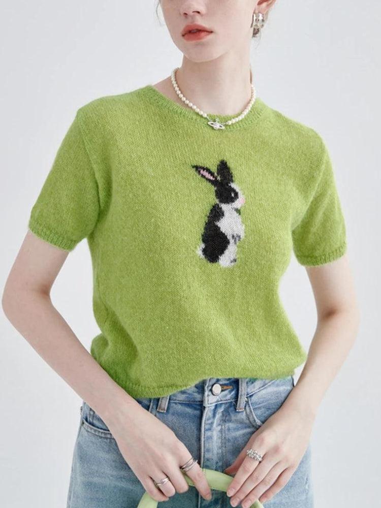 Y2K Soft Girl Rabbit Knitted Top - Retro 90s Fashion Grunge Outfit Y2K Soft Girl Rabbit Knitted Top - Retro 90s Fashion Grunge Outfit