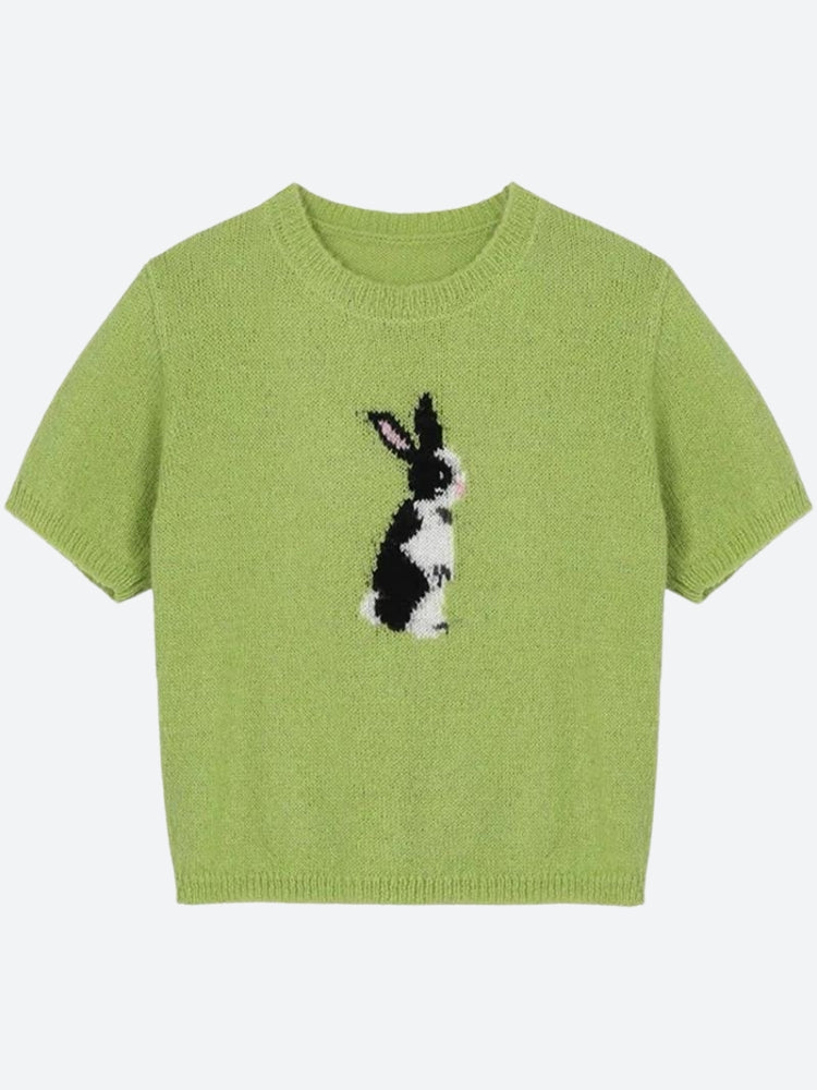 Y2K Soft Girl Rabbit Knitted Top - Retro 90s Fashion Grunge Outfit Y2K Soft Girl Rabbit Knitted Top - Retro 90s Fashion Grunge Outfit