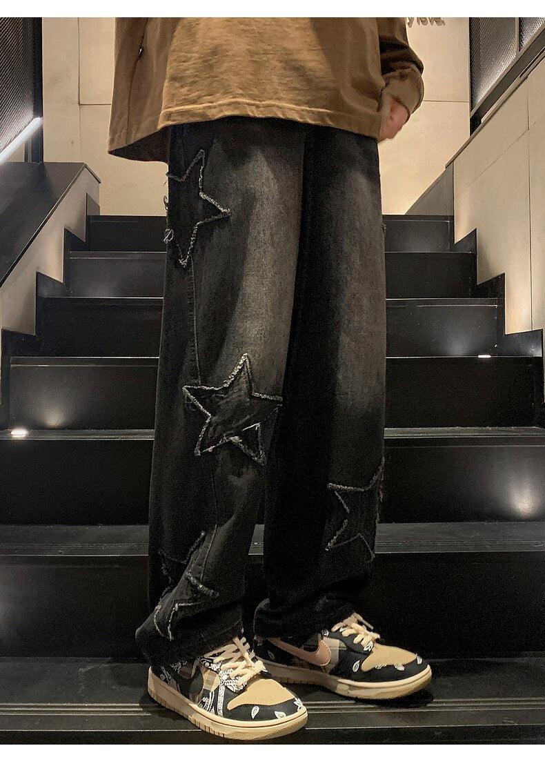 Y2K Star Embroidered Retro Style Jeans - Perfect for 90s and Y2K Outfits Y2K Star Embroidered Retro Style Jeans - Perfect for 90s and Y2K Outfits