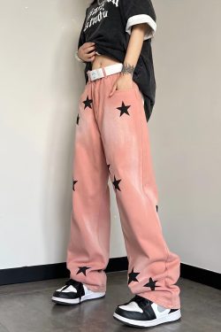 Y2K Star Printed Retro Style Jeans - Perfect for 90s and Y2K Outfits
