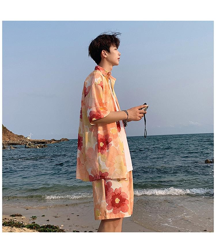 Y2K Summer Flower Shirt & Shorts Two Piece Set - Retro Style Y2K Outfits Y2K Summer Flower Shirt & Shorts Two Piece Set - Retro Style Y2K Outfits