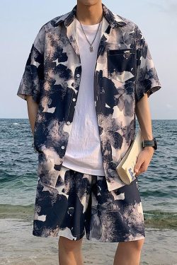 Y2K Summer Flower Shirt & Shorts Two Piece Set - Retro Style Y2K Outfits