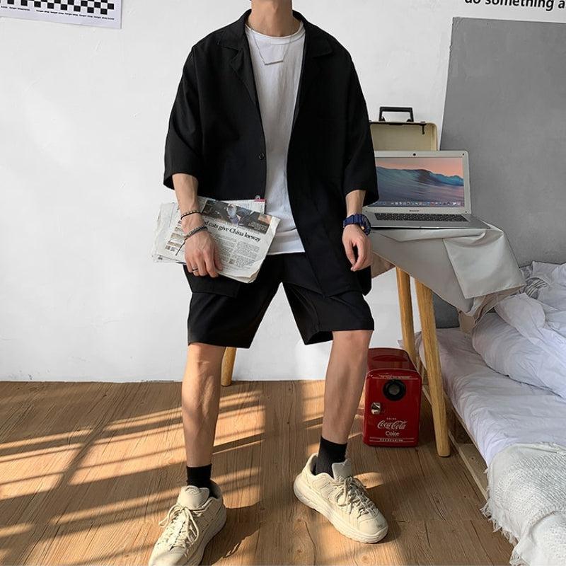 Y2K Summer Soft Boy Shirt and Shorts Two Piece Set - Retro Style Y2K Outfits Y2K Summer Soft Boy Shirt and Shorts Two Piece Set - Retro Style Y2K Outfits