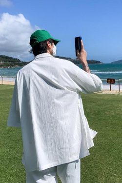 Y2K Summer Soft Boy Shirt and Shorts Two Piece Set - Retro Style Y2K Outfits