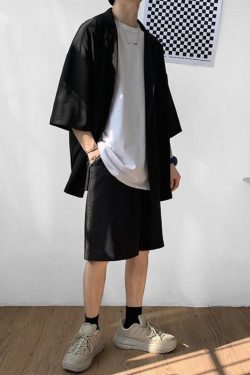 Y2K Summer Soft Boy Shirt and Shorts Two Piece Set - Retro Style Y2K Outfits