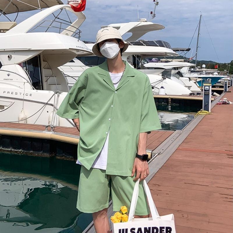 Y2K Summer Soft Boy Shirt and Shorts Two Piece Set - Retro Style Y2K Outfits Y2K Summer Soft Boy Shirt and Shorts Two Piece Set - Retro Style Y2K Outfits