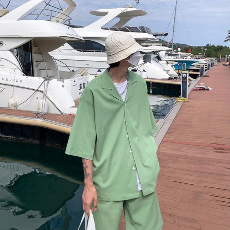 Y2K Summer Soft Boy Shirt and Shorts Two Piece Set - Retro Style Y2K Outfits Y2K Summer Soft Boy Shirt and Shorts Two Piece Set - Retro Style Y2K Outfits