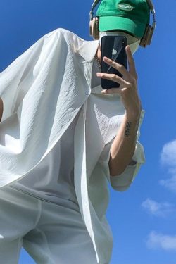 Y2K Summer Soft Boy Shirt and Shorts Two Piece Set - Retro Style Y2K Outfits