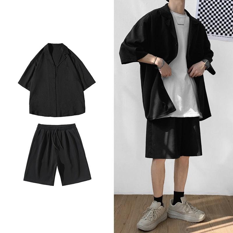 Y2K Summer Soft Boy Shirt and Shorts Two Piece Set - Retro Style Y2K Outfits Y2K Summer Soft Boy Shirt and Shorts Two Piece Set - Retro Style Y2K Outfits