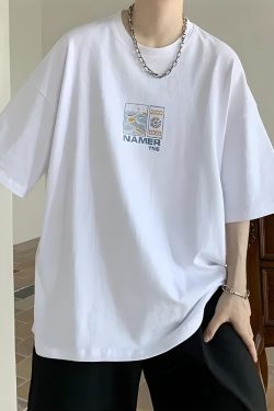 Y2K Summer Soft Boy Tee - Retro 90s Fashion Grunge Outfit