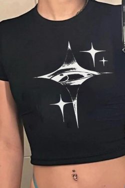 Y2K Twinkle Star Tee - Retro 90s Fashion Grunge Outfit, Perfect Y2K Summer Style