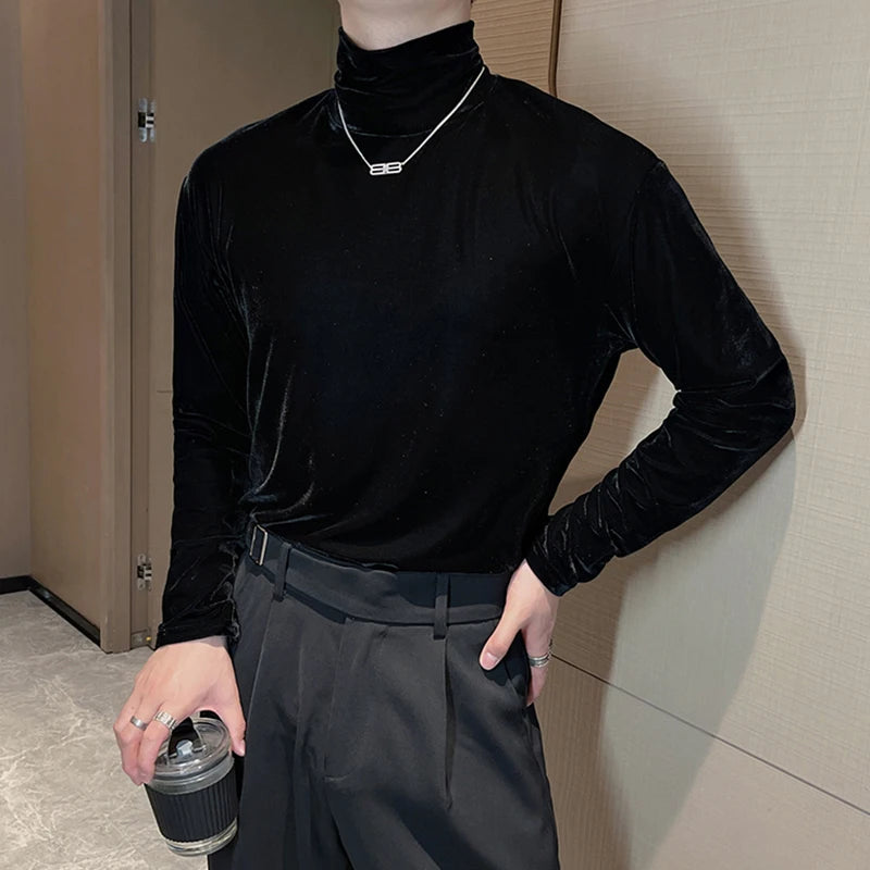 Y2K Velvet Turtle Neck Top - Retro 90s Fashion Grunge Style