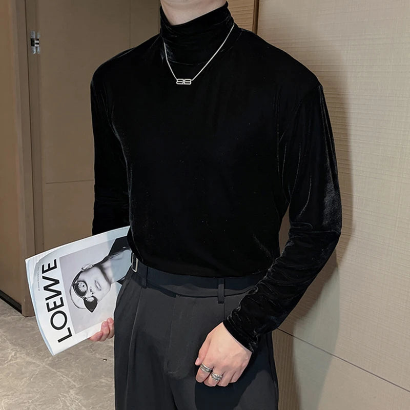 Y2K Velvet Turtle Neck Top - Retro 90s Fashion Grunge Style