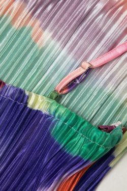 Abstract Cowl Neck Plisse Maxi Dress in Y2K Fashion Aesthetic