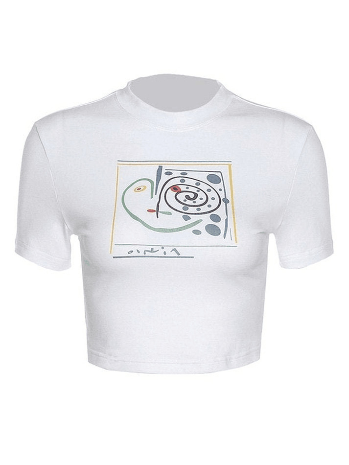 Abstract Print Crop Top: Y2K Fashion with Coquette Aesthetic, Grunge Style, and Pastel Goth Vibes Abstract Print Crop Top: Y2K Fashion with Coquette Aesthetic, Grunge Style, and Pastel Goth Vibes