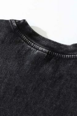 Acid Washed Graphic Long Sleeve T-Shirt: Y2K Fashion with Coquette Aesthetic, Grunge Style,