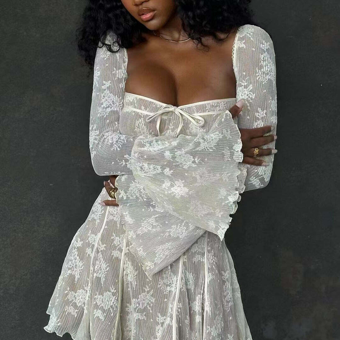 Acubi Fashion Lace Dress: Y2K Aesthetic - Grunge, Pastel Goth, Cute Acubi Fashion Lace Dress: Y2K Aesthetic - Grunge, Pastel Goth, Cute