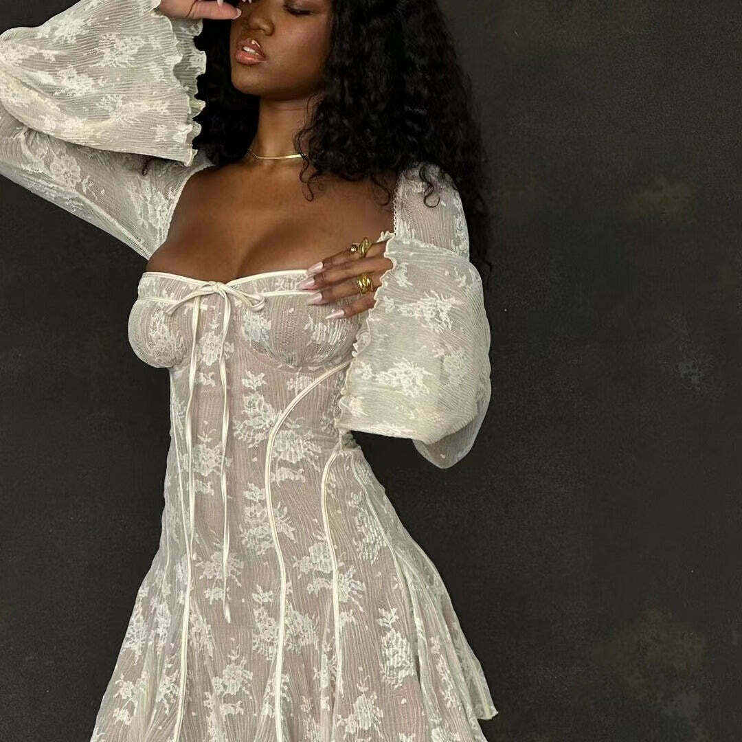 Acubi Fashion Lace Dress: Y2K Aesthetic - Grunge, Pastel Goth, Cute Acubi Fashion Lace Dress: Y2K Aesthetic - Grunge, Pastel Goth, Cute