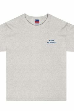 AFFICIAL x CHAMPION 'Mindin' my Business' Embroidered Tee - Y2K Coquette Grunge Aesthetic
